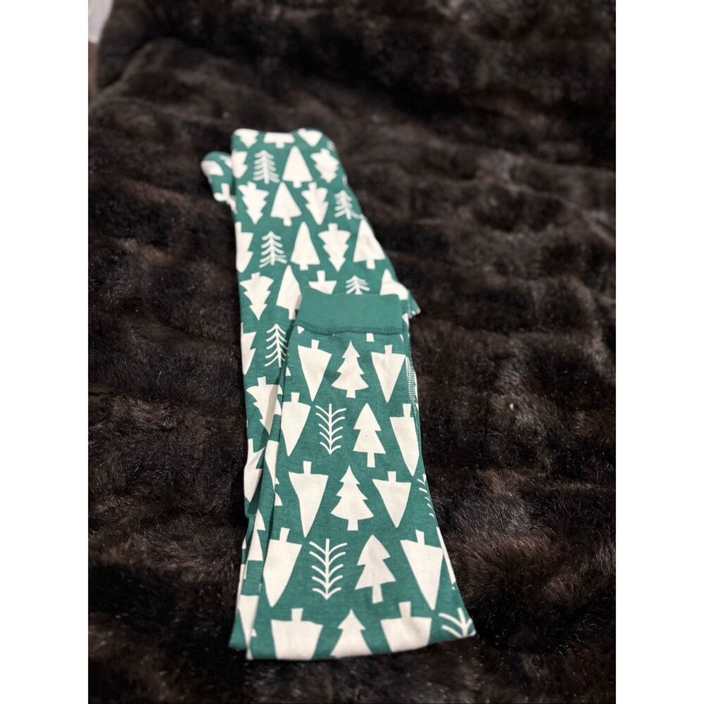 Hanna Andersson Pajama Bottoms Green Christmas Trees Youth Sz 10 140cm Long John